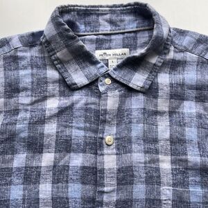Peter Millar Linen/Poly Short Sleeve Shirt w/sleeve emblem Mens L